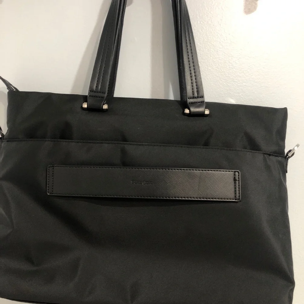 Samsonite Black Nylon Laptop Work Tote Carryall Shoulder Bag Large Travel Purse